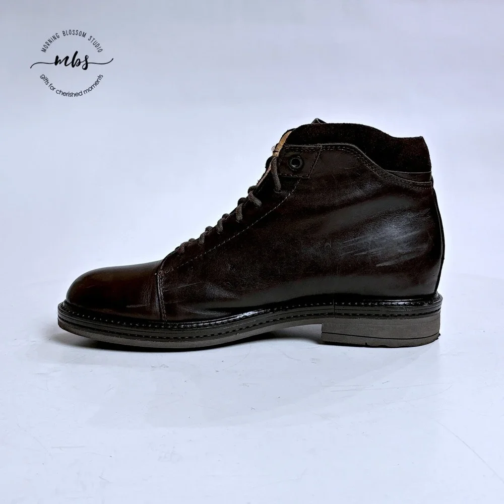 Doppelgänger Roma Made in Italy Leather Lace Up Ankle Boots Brown Men 7.5‎